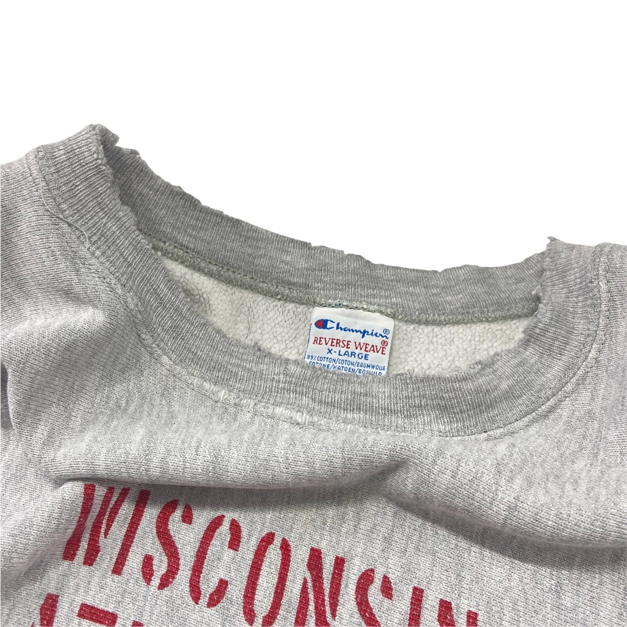 90s Champion Reverse Weave 染み込みプリント”WISCONSIN ATH. DEPT