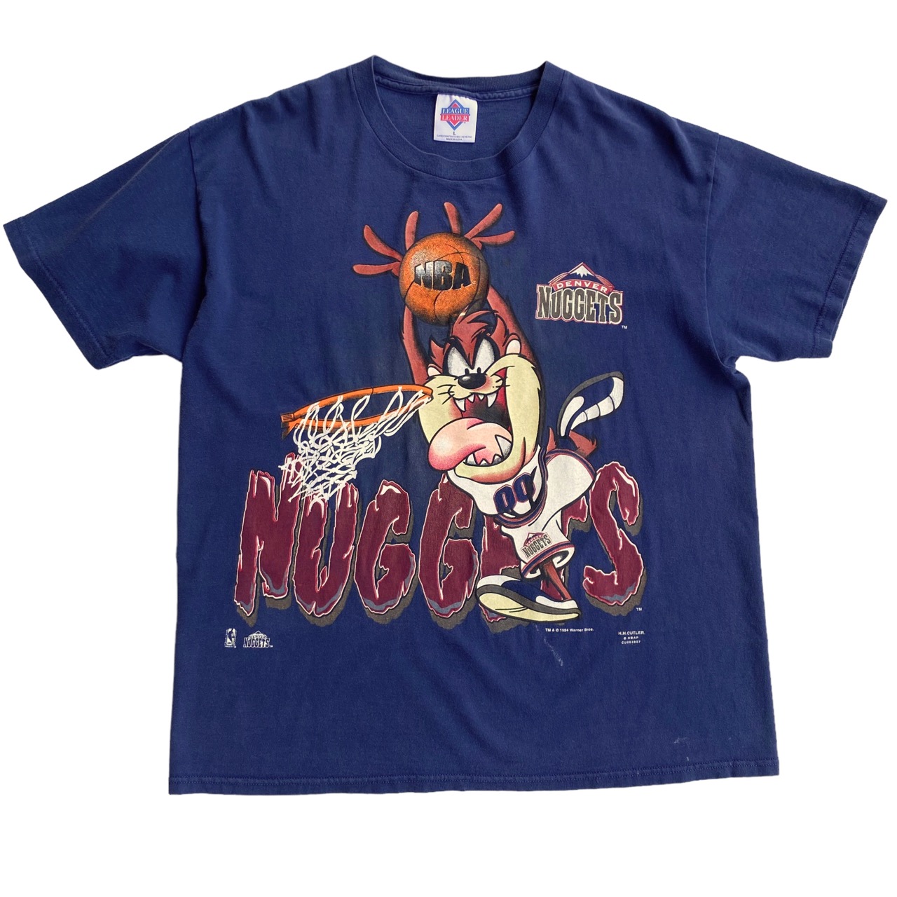 LEAGUE LEADER 90's Printed T-shirt “NBA NUGGETS×TAZ” Made in USA