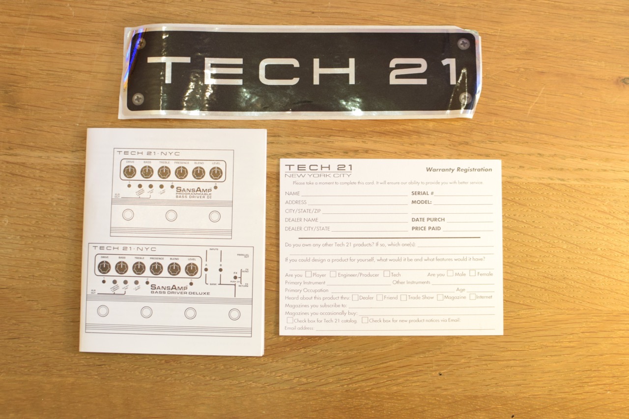 Tech 21 Sansamp Programmable Bass Driver Di Liner Notes